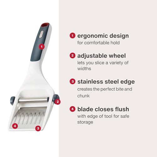 Zyliss Dial & Slice Cheese Slicer - Adjustable, Handheld Cheese Slicer with Stainless Steel Edge and Ergonomic Handle White