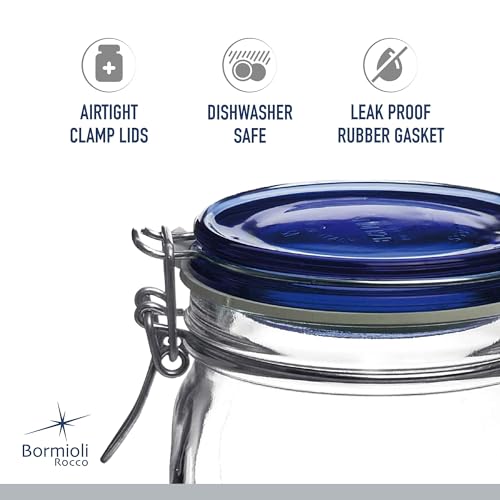 Bormioli Rocco Fido Jar - Clear Blue, 33.75 Oz, Set of 3 - color: Fido Clear