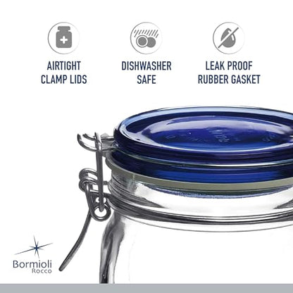 Bormioli Rocco Fido Jar - Clear Blue, 33.75 Oz, Set of 3 - color: Fido Clear