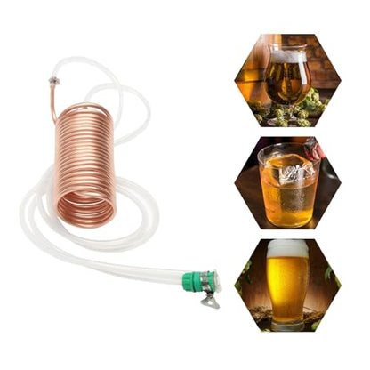Copper Immersion Wort Chiller Coil Homebrew For Beer Brewing Garden Hose Fitting Gold 7.87 * 3.94 In For Cooling Beer Or Malt Cooling Water Source