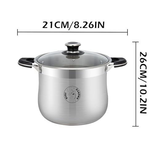 Vivicreate 11.5 Quart Stainless Steel Stock Pot with Lid Large Induction Cooking Pot for Pasta Soup Boiling Stew with Measurement Marks and Handles - size: 22 Quarts