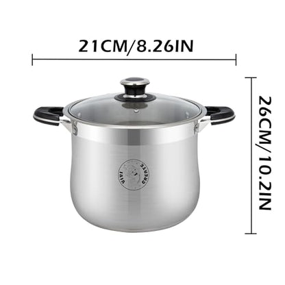 Vivicreate 11.5 Quart Stainless Steel Stock Pot with Lid Large Induction Cooking Pot for Pasta Soup Boiling Stew with Measurement Marks and Handles - size: 22 Quarts