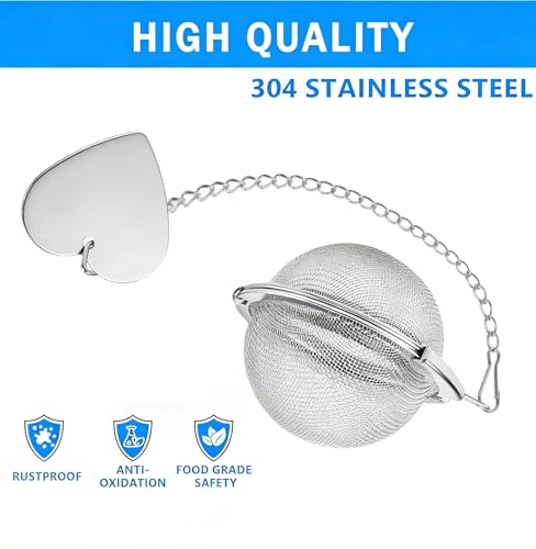 2 Pack Extra Fine Mesh Tea Infuser - 304 Stainless Steel Loose Leaf Tea Strainer Ball with Tea Scoop & Clip, Rustproof & Easy to Clean