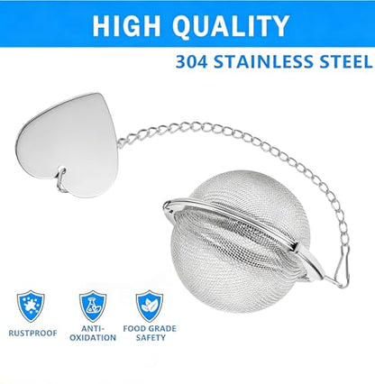 2 Pack Extra Fine Mesh Tea Infuser - 304 Stainless Steel Loose Leaf Tea Strainer Ball with Tea Scoop & Clip, Rustproof & Easy to Clean