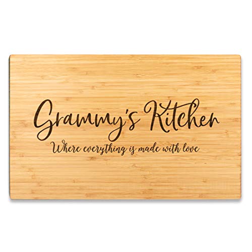 Andaz Press Large Bamboo Wood Cutting Board Gift, 17.75 x 11-inch, Grammy's Kitchen Where Everything is Made With Love, 1-Pack, Engraved Serving Chopping Board Christmas Birthday Chef Kitchen Ideas - color: Grammy