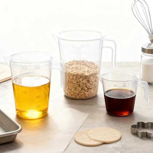 Multi-Purpose Measuring Cup Set - 1/2/4 Cup BPA-Free Unbreakable Plastic - Stackable Dishwasher Safe - Liquid/Solid Measurement - Kitchen Essential - size: 3-Piece Set (1/2/4-Cup)