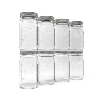 Ball Wide Mouth Glass Mason Jars with Lids and Bands, Used for Canning, Pickling, Juice, Jam, Jelly, Quart Size 32 Ounce (Pack of 8) - color: Quart, size: 32 Ounce (Pack of 8)