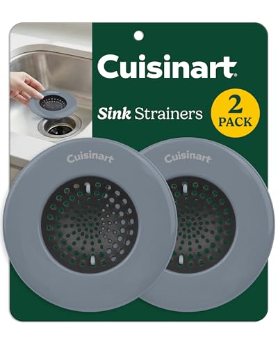 Cuisinart Sink Strainers- 2 Pack Kitchen Sink Drain Strainer & Food Catcher with Enamel-Coated Stainless Steel Rim and Silicone Base, Fits Standard 3.5" Drains, Outer Diameter 4.35", Scratch-Safe - color: Dark Gray
