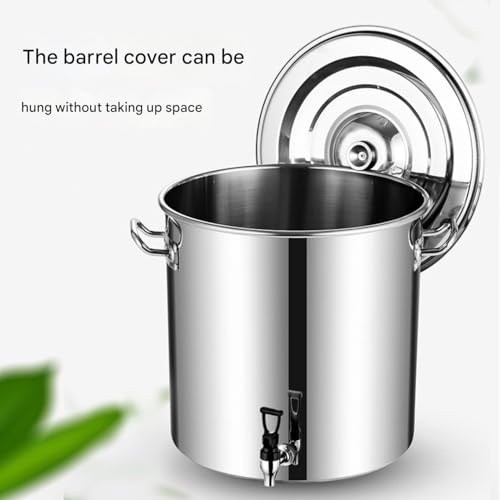 Stainless Steel Stock Pot with Spigot - Food Grade 304 Brewing Kettle with Lid and Soft-Touch Handles for Home and Outdoor Cooking, Perfect for Soups and Home Brewing - color: 9.8*9.8*9.8in(10l)