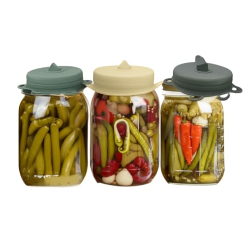 Fermentation Lids Airlock, 4Pack, 3 inch Mouth, Burping Lid Mason Jar, Fermenting Lid Kimchi, Pickles, Sauerkraut, Fermentation Lids for Mason Jars EasyLid Fermenting Kit - size: 3-inch Ferment Lid