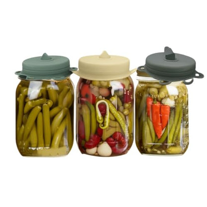 Fermentation Lids Airlock, 4Pack, 3 inch Mouth, Burping Lid Mason Jar, Fermenting Lid Kimchi, Pickles, Sauerkraut, Fermentation Lids for Mason Jars EasyLid Fermenting Kit - size: 3-inch Ferment Lid