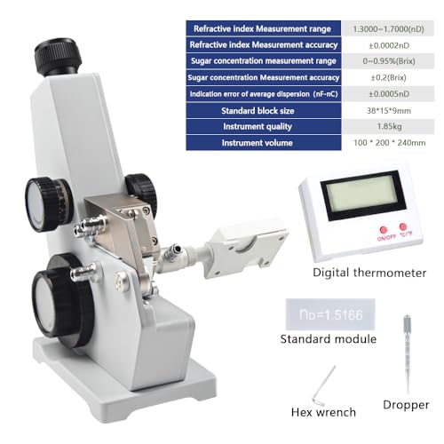 Abbe Refractometer WYA-2WAJ Monocular Refractometer Laboratory Optical Equipment for the Detection and Analysis of Sugar Chemical Industry Beverage Food