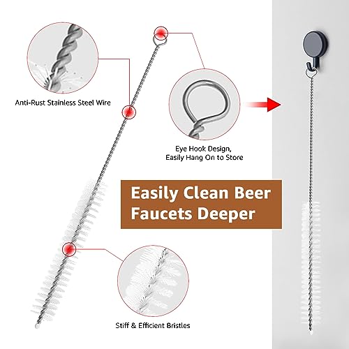 Beer Tap Plug Brush Beer Faucet Cap, 6pcs Beer Tap Plugs & 6pcs Rubber Draft Beer Faucet Covers & 2pcs Long Cleaning Draft Beer Plugs Tap Brush for Most Standard American Beer Faucets - size: 14 PCS