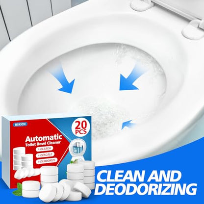 USKICH 20 Pack Toilet Bowl Cleaner Tablets,White Automatic Toilet Tank Cleaners, Long-Lasting Household Toilet Cleaners,Toilet flush Cleaning & Deodorizer - size: 1 Count (Pack of 20)