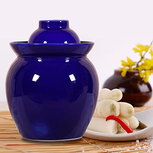 ZHOUXIAO Large Pickle Jar Ceramic Jar with Lid,Traditional Chinese Fermentation Kit Crock with Water Seal Airlock Lid, Fermentation Jar for Kimchi,Sauerkraut,Kombucha Jar black-7KG