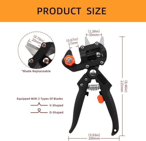 2 in 1 Garden Grafting Tool Kit with 2 Replacement Blades and 1 Grafting Base,Professional Gardening Pruning Tool Set,for Plant Branch Vine Fruit Tree Cutting,Grafting & Trimming