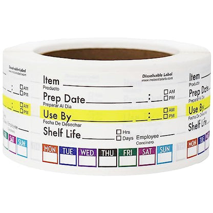 Universal Dissolvable Food Rotation Labels 2" x 3" Adhesive Stickers 500-Pack