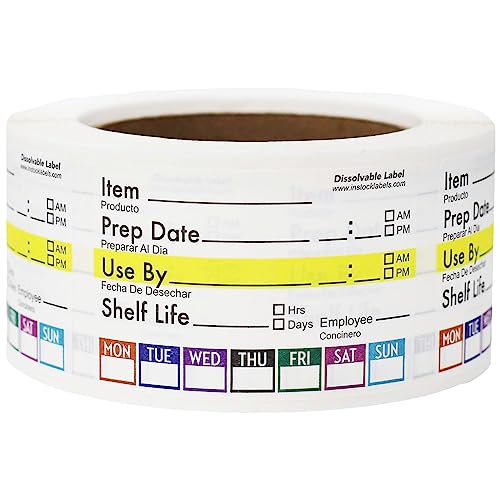 Universal Dissolvable Food Rotation Labels 2" x 3" Adhesive Stickers 500-Pack