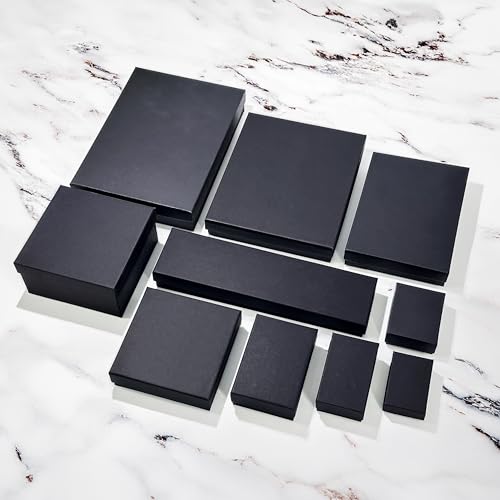 TheDisplayGuys - 100-Pack #10 Cotton Filled Cardboard Paper Jewelry Boxes Gift Case - Matte Black (1.9" x 1.3" x 0.7") - for Shipping or Storage - size: 100 Pack