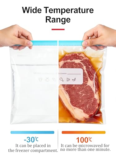 10 Pcs Reusable Bags Dishwasher Safe, Leakproof Food Storage Containers, Reusable Freezer Bags for Sandwich Snack, Lettuce Keeper for Refrigerator, Avocado Saver, Kimchi and Deli Meat Container