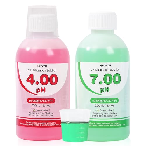 Food pH Meter for Canning with pH 4.00 pH 7.00 Calibration Solution Each 8.4oz /250ml, pH Tester for Dough, Brewing, Fermentation