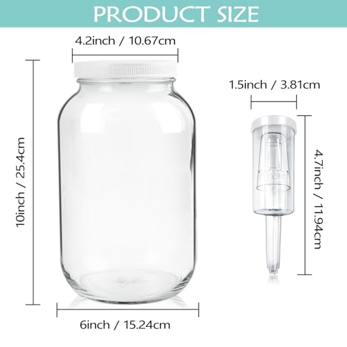 Artcome 2 Pack 1 Gallon Fermentation Jars with Airlocks & Lids - Transform Gallon Jar Into a Fermenter - Perfect for Pickles, Hard Kombucha, Beer, Wine, Cider - Gallon Lid with Econolock Airlock