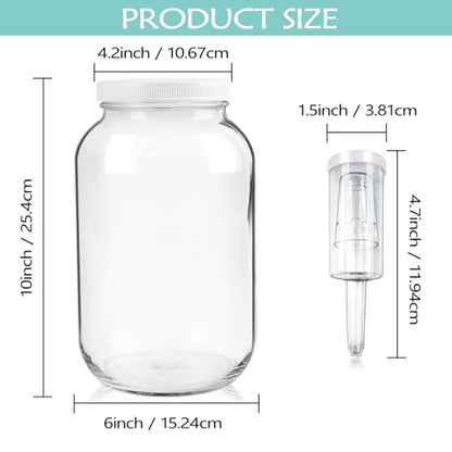 Artcome 2 Pack 1 Gallon Fermentation Jars with Airlocks & Lids - Transform Gallon Jar Into a Fermenter - Perfect for Pickles, Hard Kombucha, Beer, Wine, Cider - Gallon Lid with Econolock Airlock