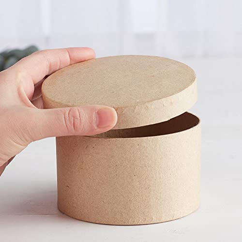 Factory Direct Craft Paper Mache Round Box-(24 Pcs) These Round Papier Mache Boxes Come With Lids. Use as a Jewelry Box or Small Gift Box - color: 24 Round Boxes
