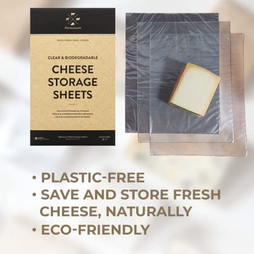 Formaticum Cheese Storage Sheets - Cheese Saver from France- Professional Earth Friendly Transparent Cheese Wrap - Cheese Sheet Savers of wood-based cellulose fibers - Clear 15 Sheets with 9" x 12" - size: 15 Sheets (1 Box)