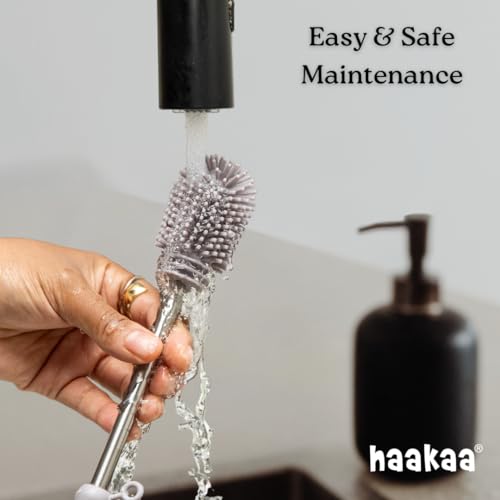 Haakaa Silicone Cleaning Brush Kit – Household Cleaning Brushes for Bottles and Crevices – Food-Grade Silicone: Dishwasher Safe (Kit-Mist Blue) - color: Kit-mist Blue