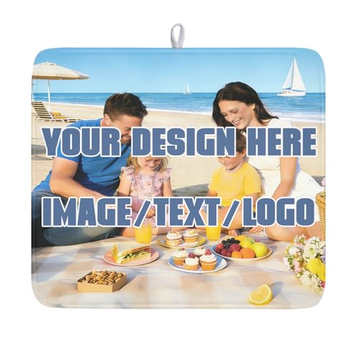 Custom Dish Drying Mat Design Your Photo Text Logo 16x18 Inch | Polyester，Absorbent Microfiber，for Kitchen Coffee Dining Bar Decor - color: All, size: 16" x 18"