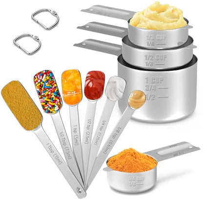 Stainless Steel Measuring Cups & Spoons Set for Cooking and Baking, Nesting Measuring Cups Measuring Spoons for Measuring Dry or Liquid Ingredients, Kitchen Gadgets, 10Pack - style: Non Magnetic-Square-10PCS