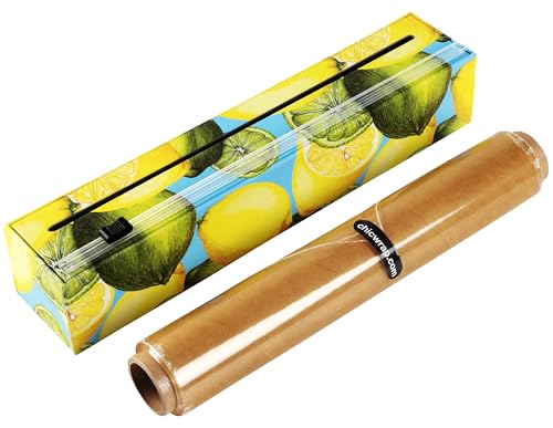 Chicwrap Lemon Refillable Plastic Wrap Dispenser - Includes One 12" x 250' Roll of Professional Grade Plastic Wrap - BPA Free and Kosher Certified - Reusable Dispenser w/Slide Cutter - style: Lemons