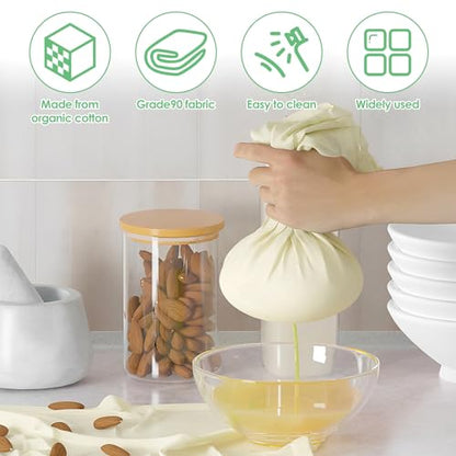 12 Pcs Natural Unbleached Cotton Cheesecloth Cheese Cloths Organic Cheesecloth Square Cheese Cloths Reusable 20 Inch Cotton Cloth Strainer for Coffee Brewing Juicing Straining Cheese Making