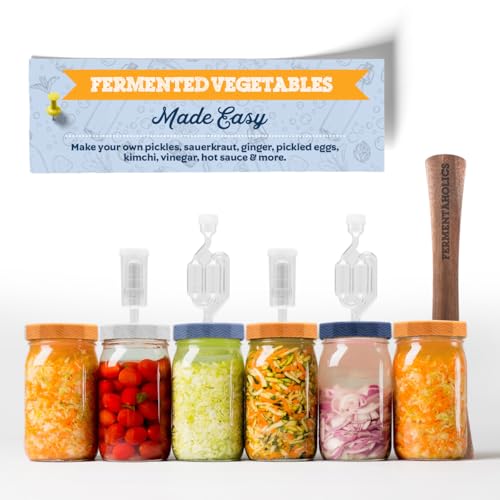Wide Mouth Mason Jar Fermentation Lids - Turns Your Jar Into A Fermentation Vessel - Lid With Hole & Grommet For Airlock - Fits Wide Mouth Mason Jars (4 Lids & 4 Three Piece Airlocks) - style: 4 Lids & 4 Three Piece Airlocks