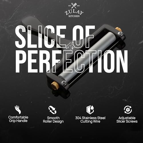 Zulay Kitchen Stainless Steel Wire Cheese Slicer - Adjustable Hand Held Cutter with 2 Extra Wires - Premium Cheese Shaver For Mozzarella, Cheddar, Gruyere - Black - color: Matte Black