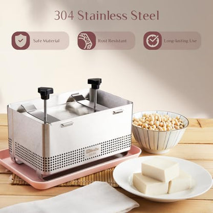 Tofu Press Stainless Steel, Paneer Maker with Upgraded Deep-Press Design, Improves Tofu Flavor and Texture, for Homemade Tofu, Paneer Press and Cheese Press, Multi-Functional Kitchen Tool-Plus Size - size: XL