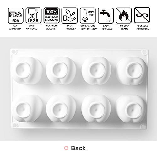 OCPO KITCHEN Cherry Silicone Mold for Baking Mousse Cake, Fruit French Dessert, Pastry, Chocolate, Cupcake, Ice Cream Mould, Cake Decoration Mold, 3D Cherry Shape (8-Cavity) - style: Cherry (8-Cavity)