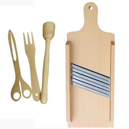 Cabbage Shredder & Sauerkraut Pounder, Fork, Tongs Bundle