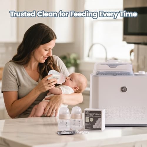 NCVI 150 PCS Detergent Washing Block Tablets, All-in-one Stain Removal, Sterilization and Deodorization Effect Compatible with NCVI/Momcozy/Baby Brezza/Grownsy Bottle Washer Machine Soap, Low-foaming