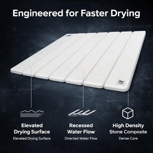 Premium White Stone Dish Drying Mat - 19x15 Ultra Absorbent Diatomaceous Earth Dish Drying Rack, Crack-Resistant Kitchen Appliance, Non-Slip Modern Kitchen Decor.