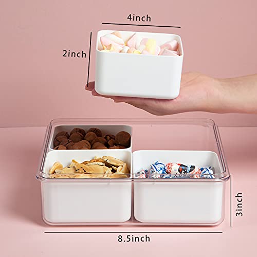 3Pack Snackle Box Divided Veggie Serving Tray with Lid Salad Keeper with 4 Removable Boxes Stackable Refrigerator Organizer Bins Produce Saver for Meal Prep Fruit Vegetable Lunch Meat - size: 3 Pack