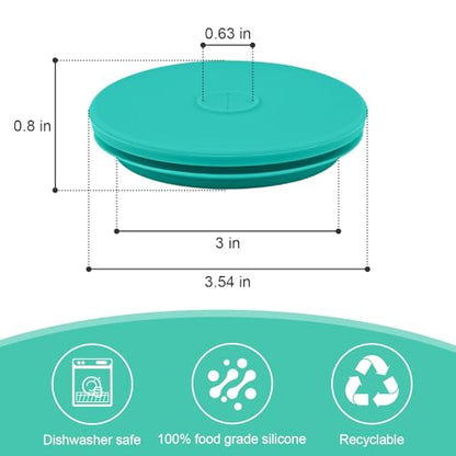 Wide Mouth Mason Jar Fermentation Lids – Silicone Fermenting Caps with Waterless Airlock, Self-Burping Fermenter Tops for Pickles, Kimchi, and Probiotic Foods, 3 Pack Mint (Jars Not Included) - color: Mint