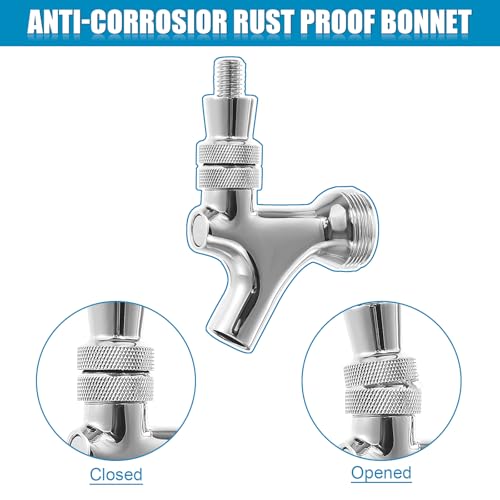 2Pcs Draft Keg Tap Beer Faucet, Stainless Steel Core Polished Brass Kegerator Faucets with Handle, Keg Faucet Fits American Standard Beer Shanks and Towers