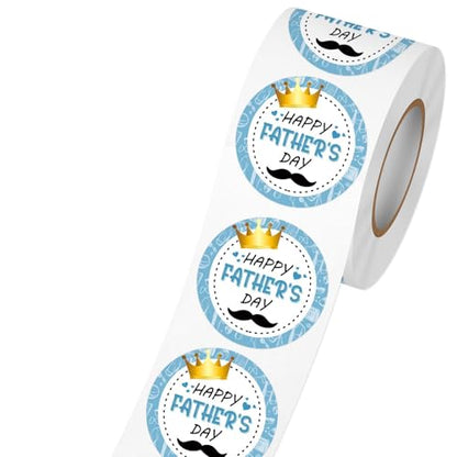 Louise Maelys 500PCS Father’s Day Stickers 1.5inch Round Happy Father's Day Labels with Gold Crown Mustache Design for Gift Wrapping, Cards, Envelopes - color: Happy Father Day