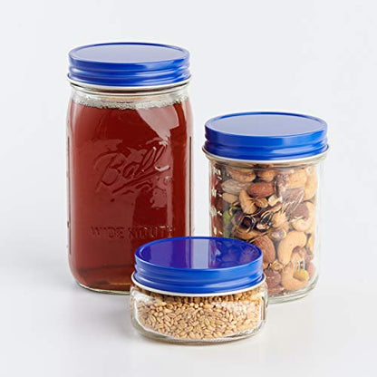 AllSpice Rust-Proof Wide Mouth Aluminum Metal Mason Jar Lids Leak-Proof 12-Pack (Blue) - color: Blue, size: Wide Mouth
