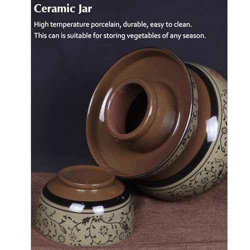 Fermentation Crock With Lid Traditional Chinese Ceramic Sauerkraut Pickling Crock Stoneware Pickle Jar(4L) - size: 4L