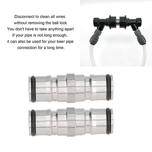 2 Pcs Homebrew Lock, Stainless Steel Quick Disconnect Liquid and Gas Jumper Post Corny Keg Adapter Double Ended Corny Post Ball Lock Post for Cleaning Beer Brewing, Gas
