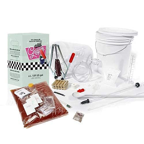 Wild Grapes Merlot Style Wine Making Kit and Equipment Kit Bundle - Wine Making Supplies Included - All-in-One Kit Makes Up to 30 x 750mL Bottles, 6 Gallons of Wine