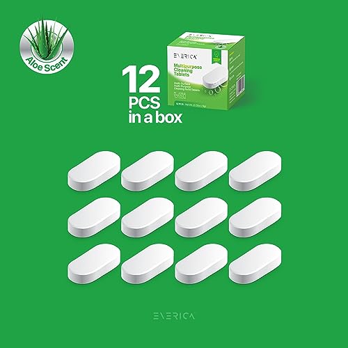 Multipurpose Cleaning Tablets - Powerful All-Purpose Cleaner for Water Bottles Surfaces - Eco-Friendly and Gentle - 12 Pack Aloe Scented Refill Tablets - for Home Kitchen Office and Vehicles